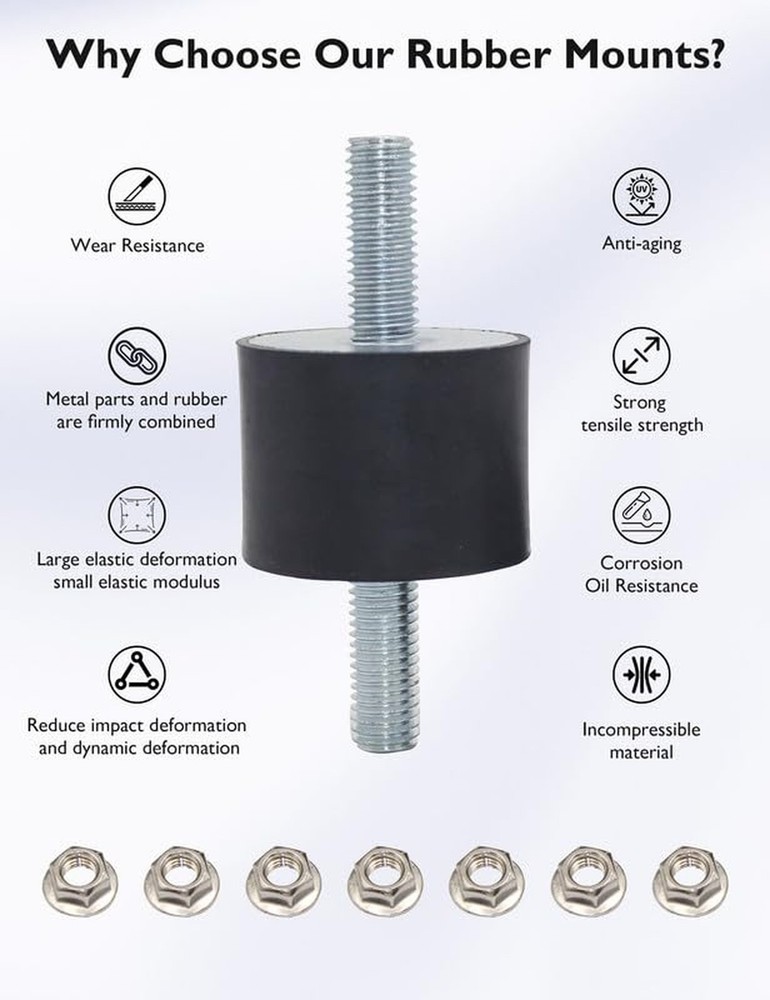 EASYEAH M4 Rubber Vibration Isolator Mounts Double Stud Shock Absorber Isolat...