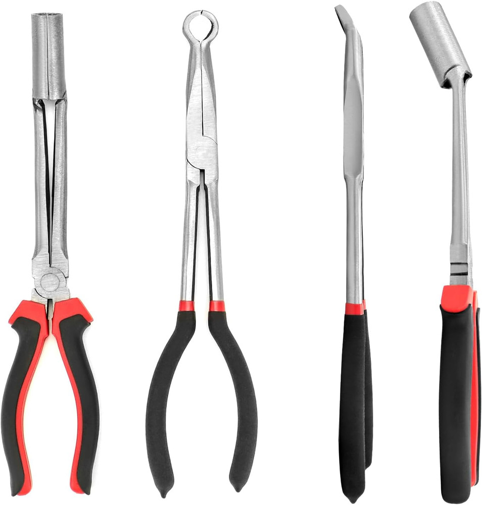 QWORK Car Spark Plug Wire Removal Pliers Tool, Sleeve Type Spark Plug Puller + r