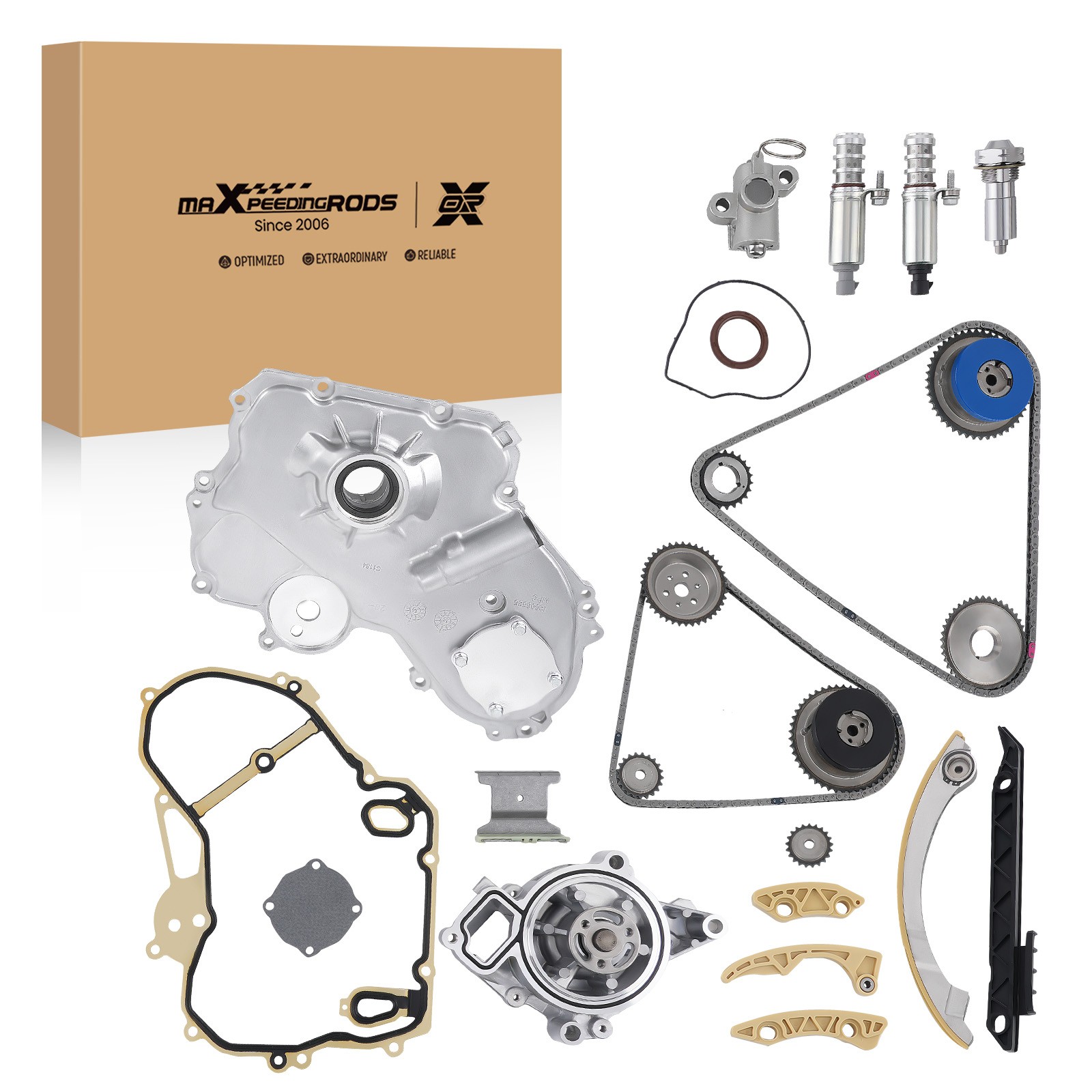 Timing Chain Kit & VVT Selenoid Actuator Oil Water Pump For 09-17 GM 2.4L Ecotec