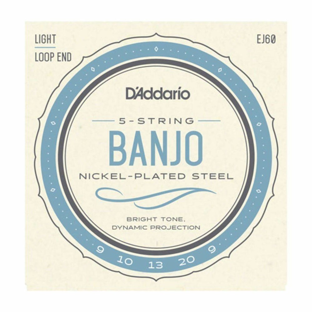 D'Addario EJ60 Nickel Plated Light Gauge 9-20 5-String Banjo Strings