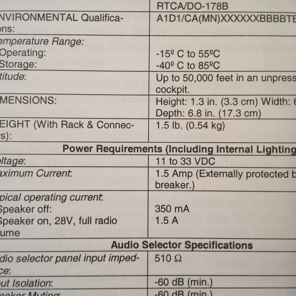 Apollo SL-15 Audio Panel Install Operation Manual