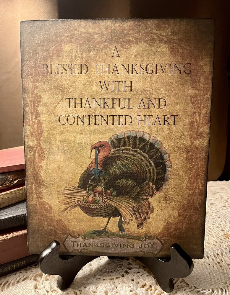 Blessed Thanksgiving Turkey, Rustic, Prim  Handcrafted Plaque / Sign