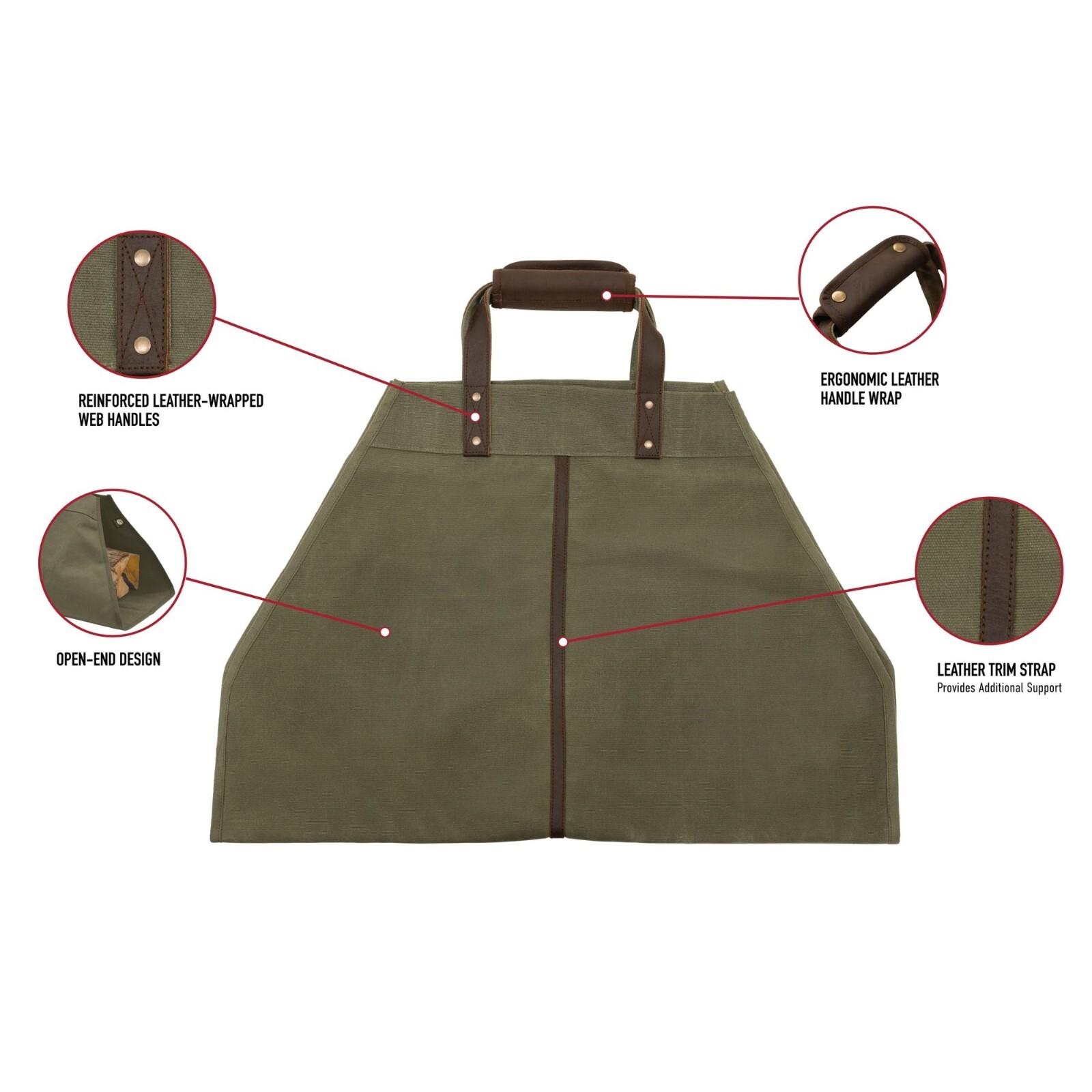 Backwoods Waxed Canvas Log Carrier Firewood Carry Bag For Campfires & Fireplaces