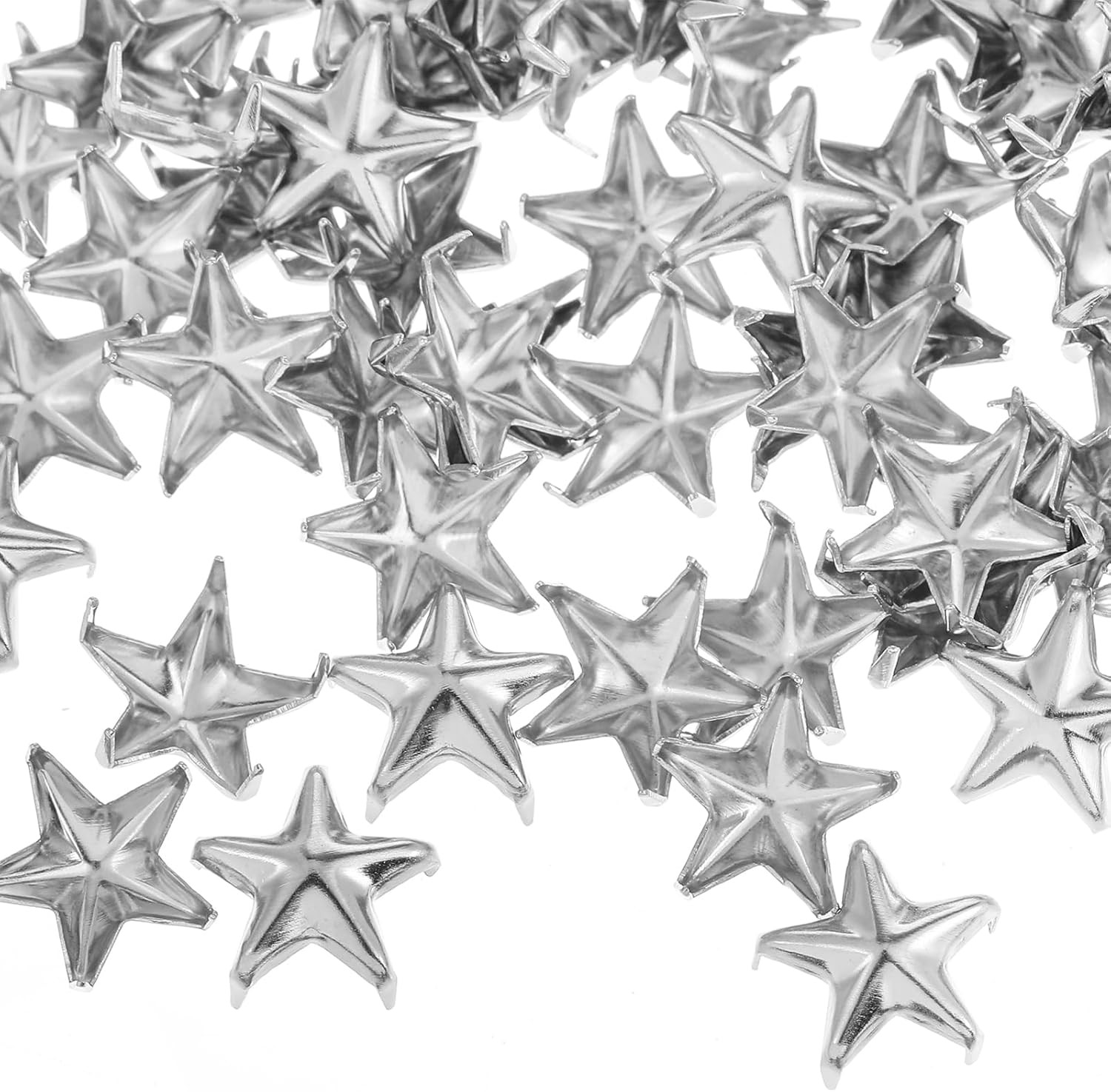 150 PCS Silver Star Studs for Clothing and Bag Decoration