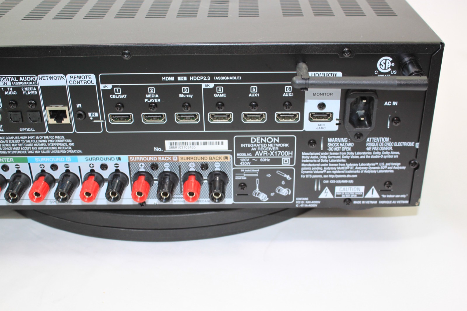 Denon AVR-X1700H 7.2-Channel Network A/V Receiver AS IS Grounded