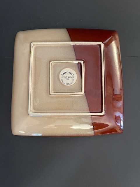 Sango Avanti Brown #4722 11" Square Dinner Plates, Handcrafted