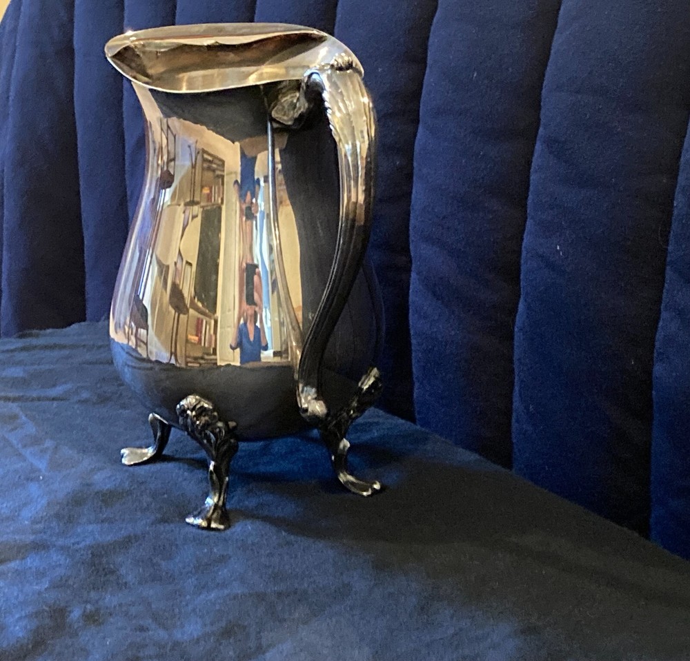 Sheffield Silver Plate Vintage Footed Water Pitcher, used