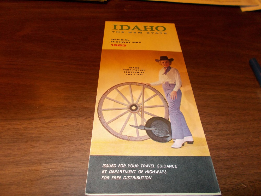 1963 Idaho State-issued Vintage Road Map