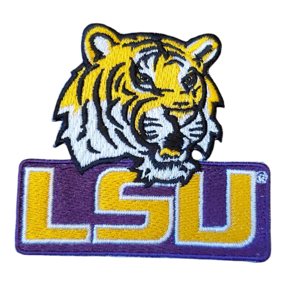 LSU Tigers Patch. Embroidered. Iron On Backing. 3"x3"