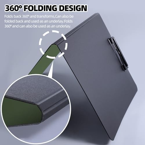 Clipboard Folder, A4 Foldable Clipboard with Horizontal and 1Pack- Green