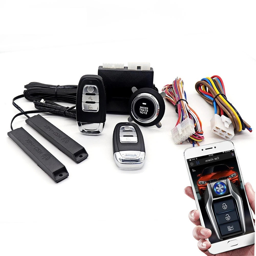 12V Car One‑Key Start Remote Engine Start PKE System Including App & RF Remote