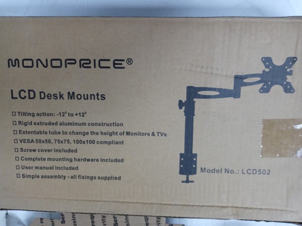 Monoprice LCD-502 Adjustable Tilting Desk Mounts open box