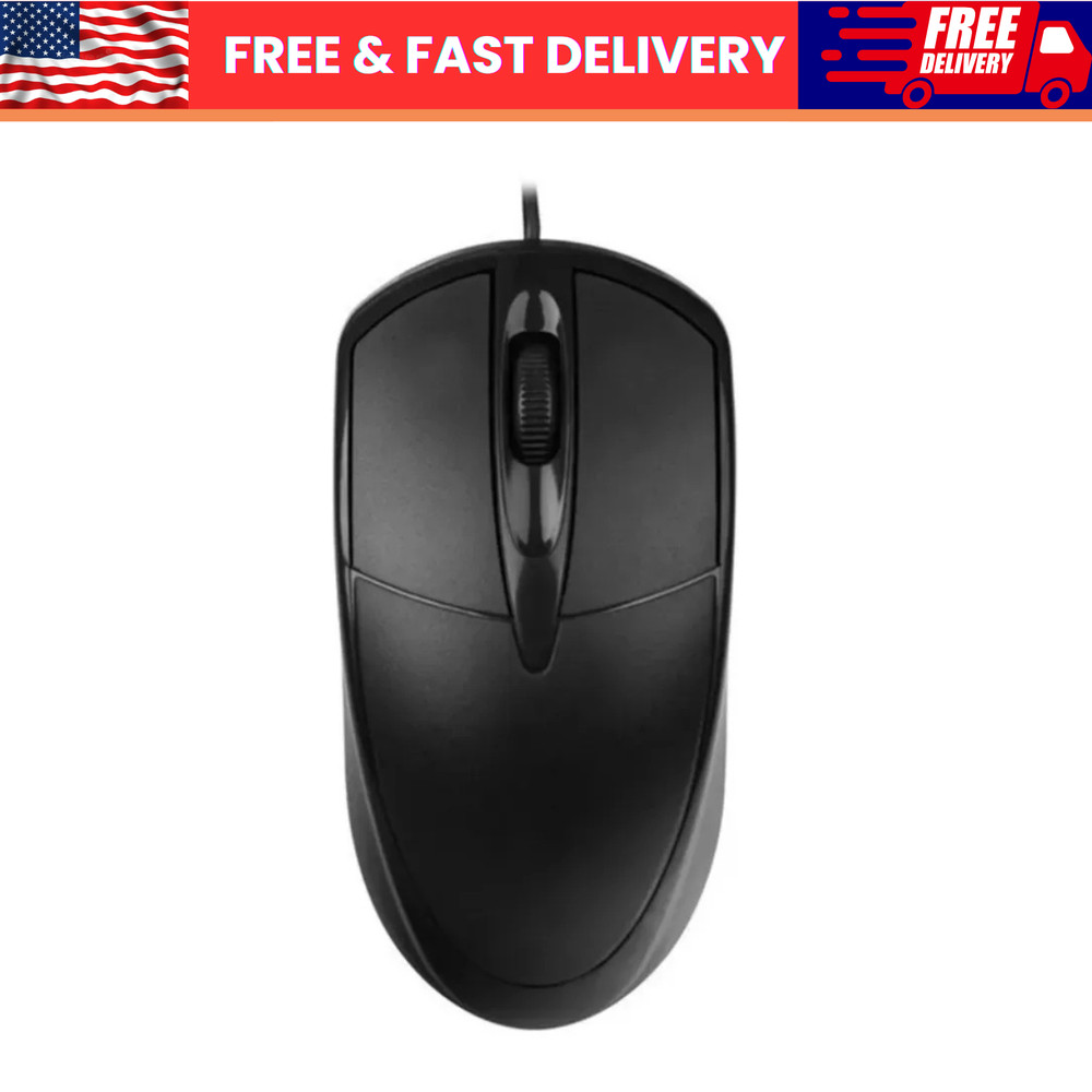 USB 2.0 Optical Wired Scroll Wheel Mouse  PC Laptop Notebook Desktop Black Mice