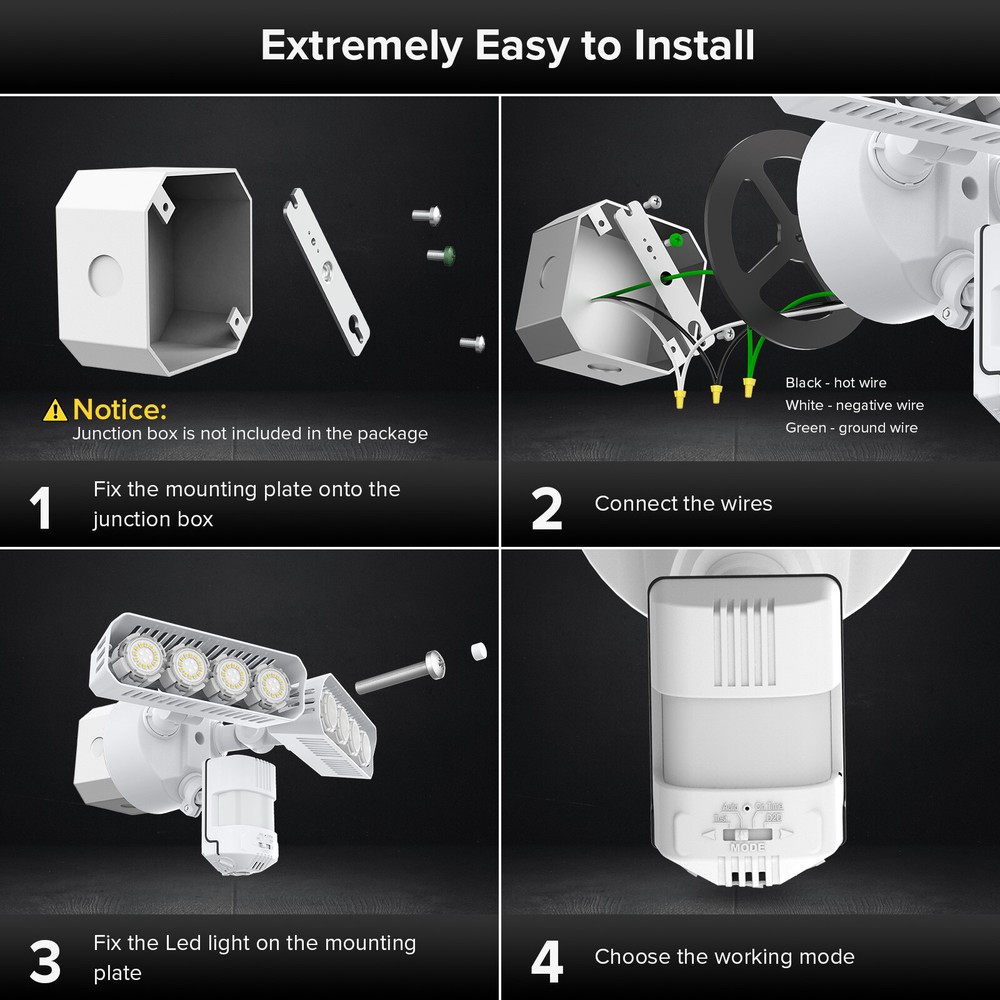 SANSI 7000LM LED Security Lights Motion Sensor Energy Efficient 54W FloodLight