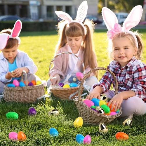 [6 Surprise Golden Eggs] Large Easter Eggs, Empty Easter Eggs 50 Pack 3 Inch