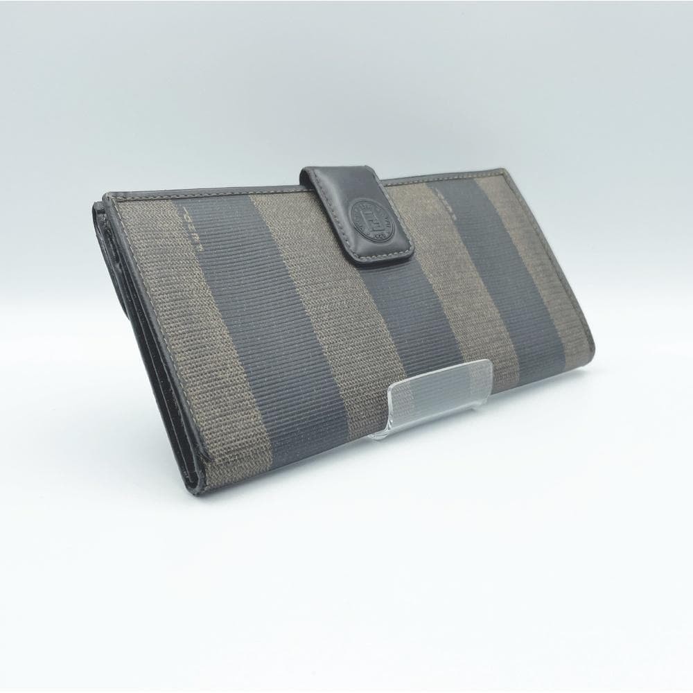 FENDI Pecan Pattern Stripe Folded Long Wallet Old