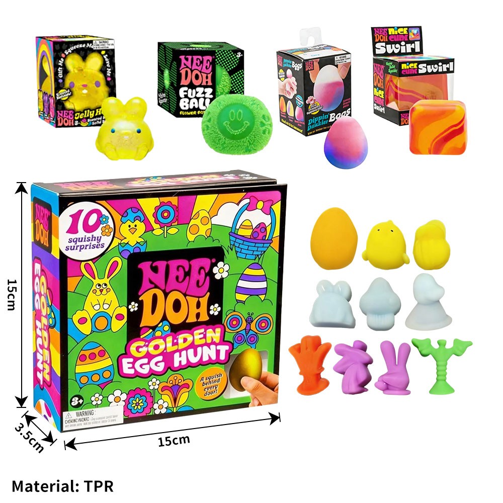 NeeDoh Easter Golden Egg Hunt Mystery (10 Squishy Surprises!) Toy Gift