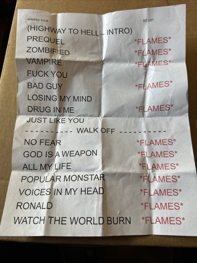 Falling in Reverse Setlist Warped Tour 2025