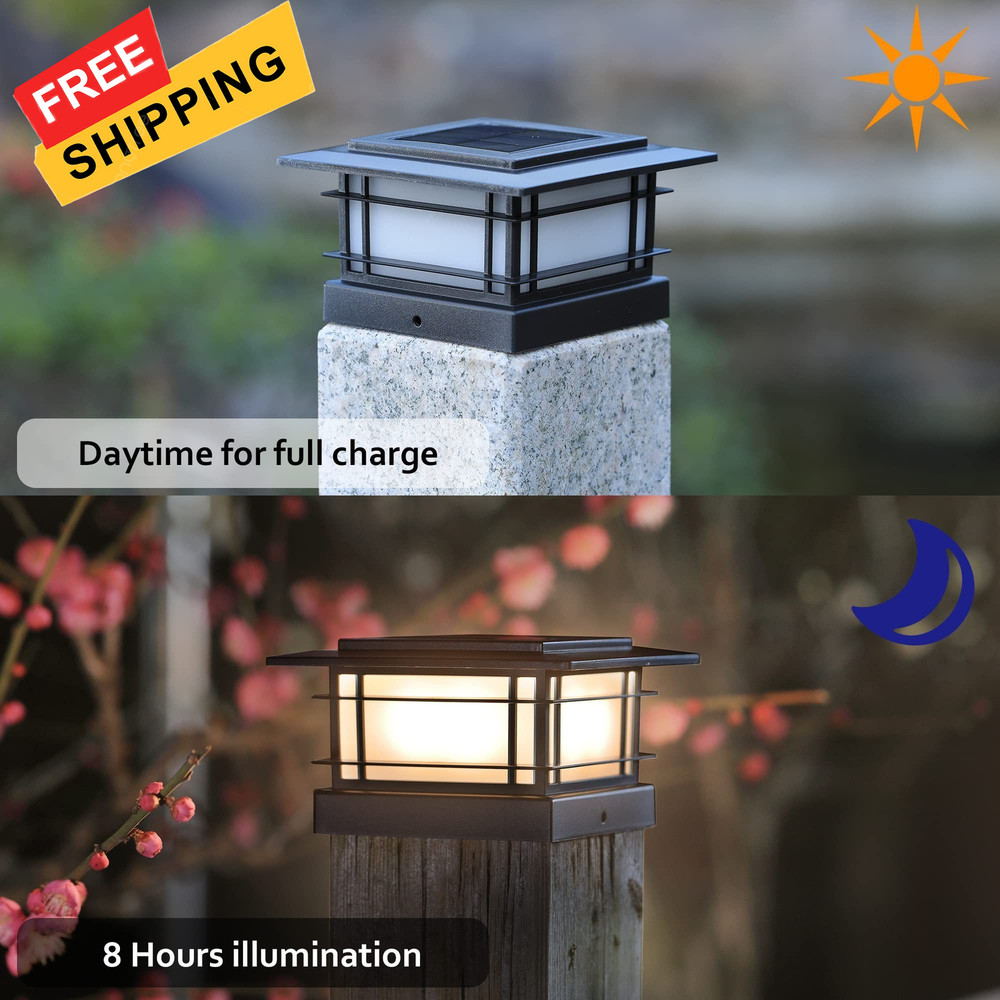Dynaming 6 Pack Solar Post Cap Lights 6 No Flame Lights, Black