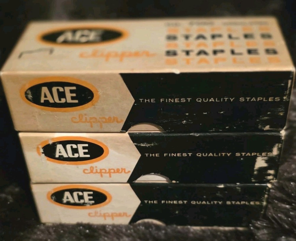 VTG. ACE Clipper Chisel Point #700 Undulated Staples # Three Boxes. 1 Full...