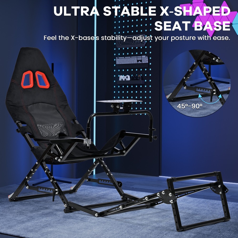 Supllueer Foldable Racing Simulator Cockpit Fits Logitech G920 Moza Thrustmaster