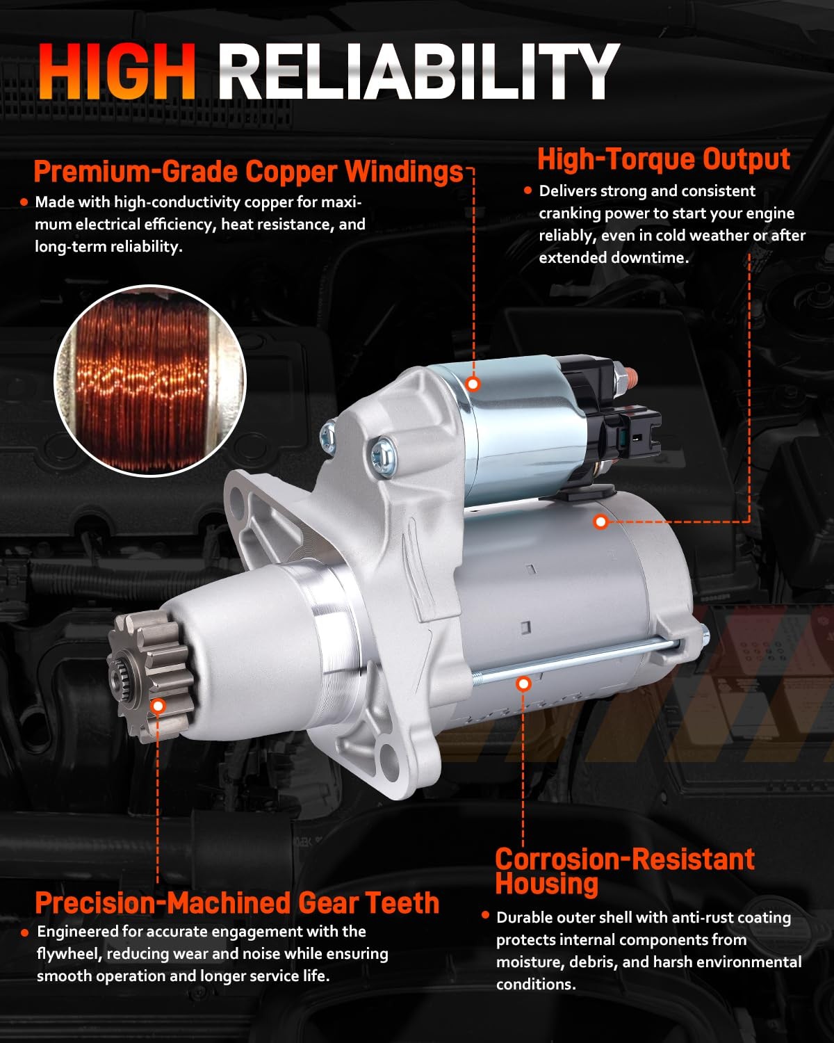 Starter For Toyota Avalon Camry Highlander Rav4 Sienna Solara Lexus ES 2002-2017