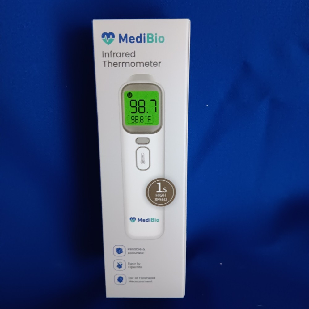 MediBio Infrared Thermometer - 1 Second Digital Ear & Forehead Temp Reader NEW