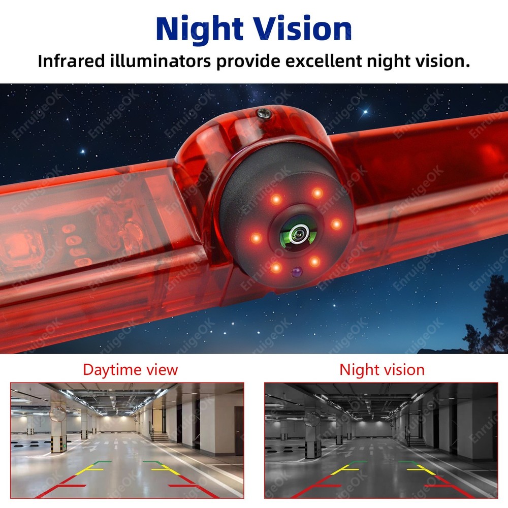EnruigeOK Surface Mounted 3rd Brake Light Backup Camera Universal for Vans RVs