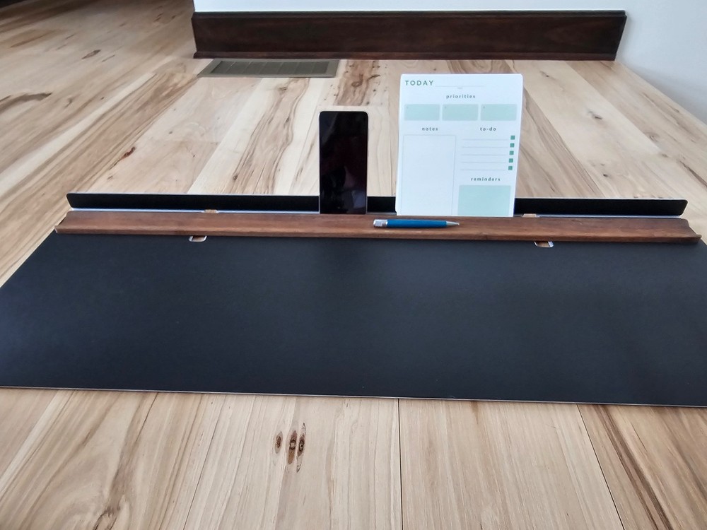 Grovemade Studio Desk Pad - Matte Black w/Walnut