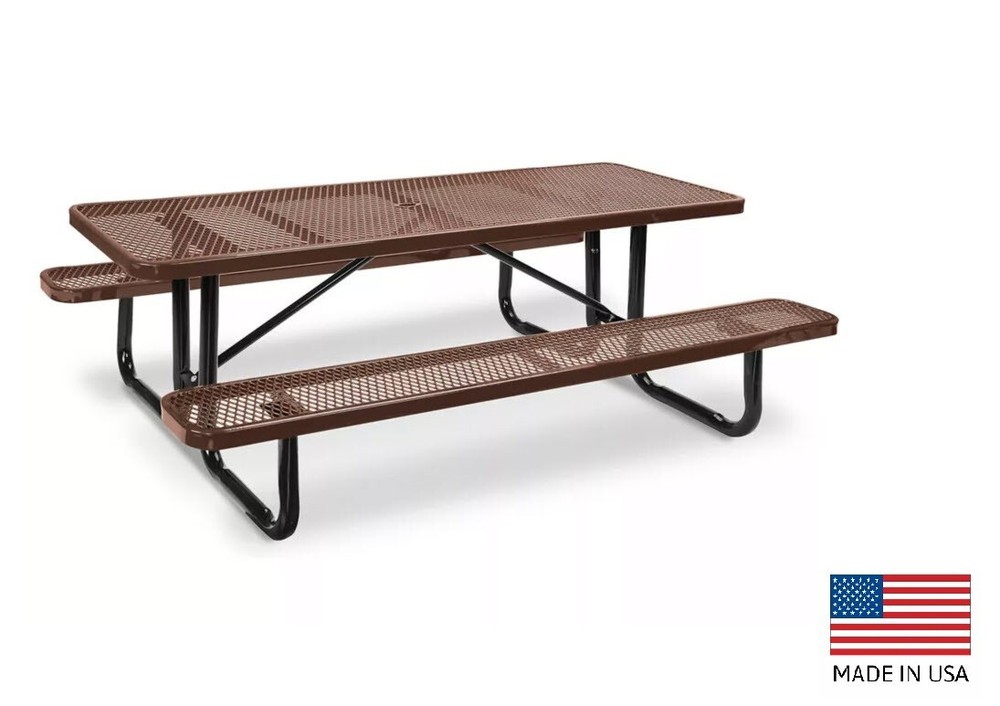 PICNIC TABLE Commercial - All Metal Construction & Steel Frame  8 Ft Rectangular