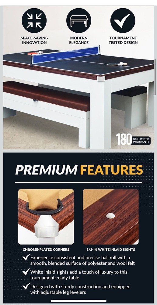3 in 1 pool,ping pong and dining table