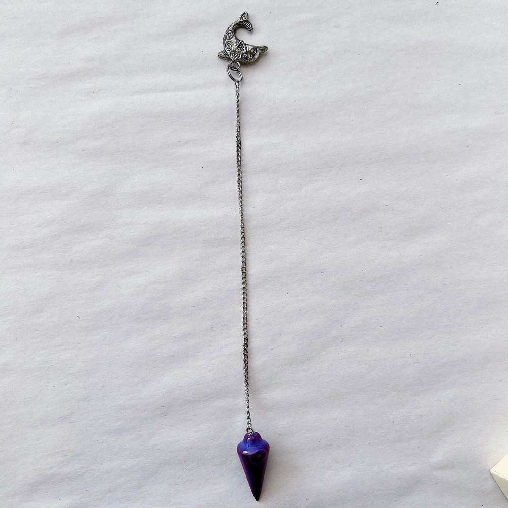 Amethyst Pendulum Dolphin Charm Purple Gemstone Divination Dowsing