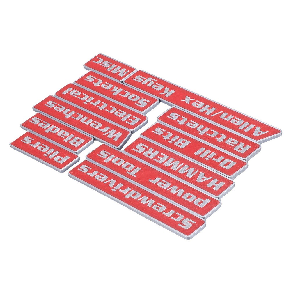 3-12pcs Magnetic Toolbox Labels Reusable 3D Printed Toolbox Drawer Tags Red