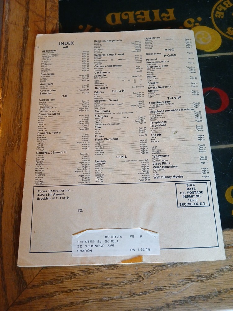 VINTAGE HONEST ABE'S FOCUS ELECTRONICS ELECTRONICS CATALOG