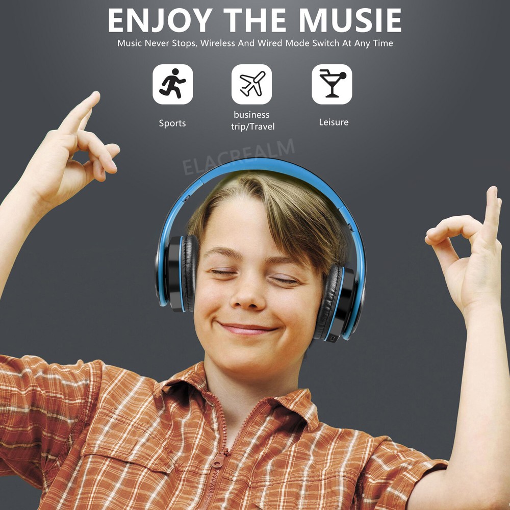 Bluetooth Headset Wireless Stereo Earphone Over-Ear Foldable Headphones With Mic