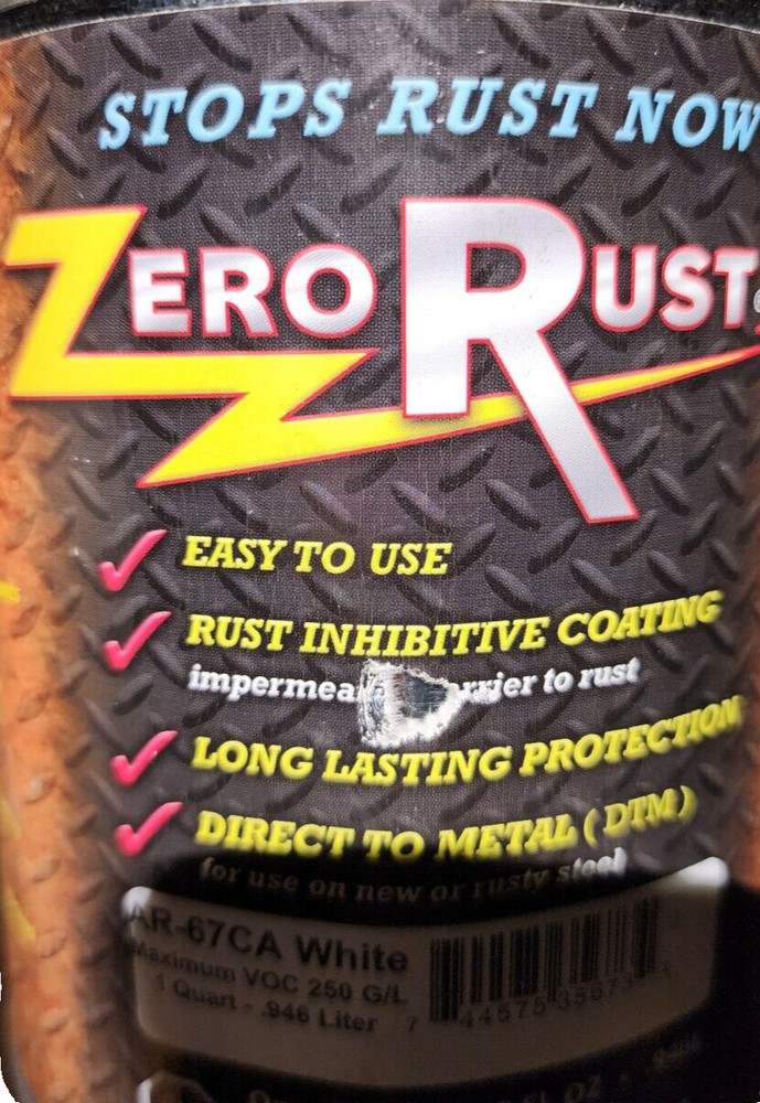 (1) Zero Rust AR-67CA White Rust Inhibitive Coating - One Quart 32 FL.OZ .946L