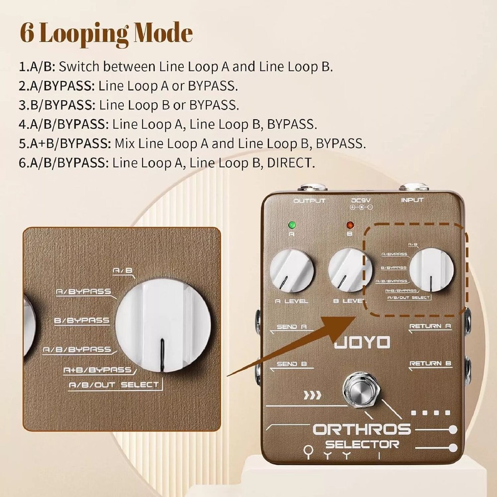 JOYO JF-24 ORTHOS Loop Guitar Effect Pedal 6 Looping Modes 2 Line Loop Selector