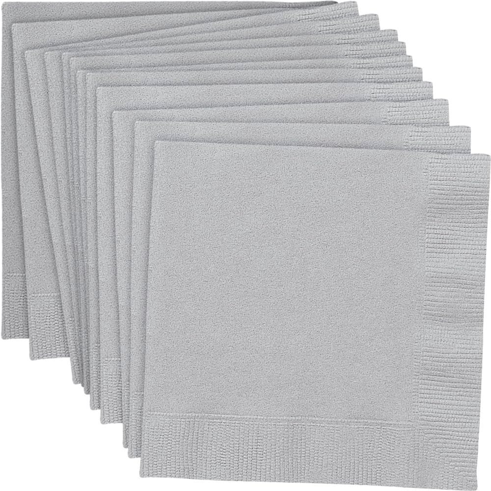 Silver Beverage Napkins, 20ct