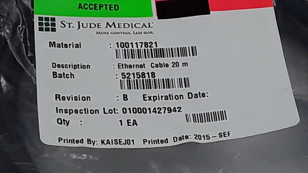 St. Jude Medical Ethernet Cable 20m