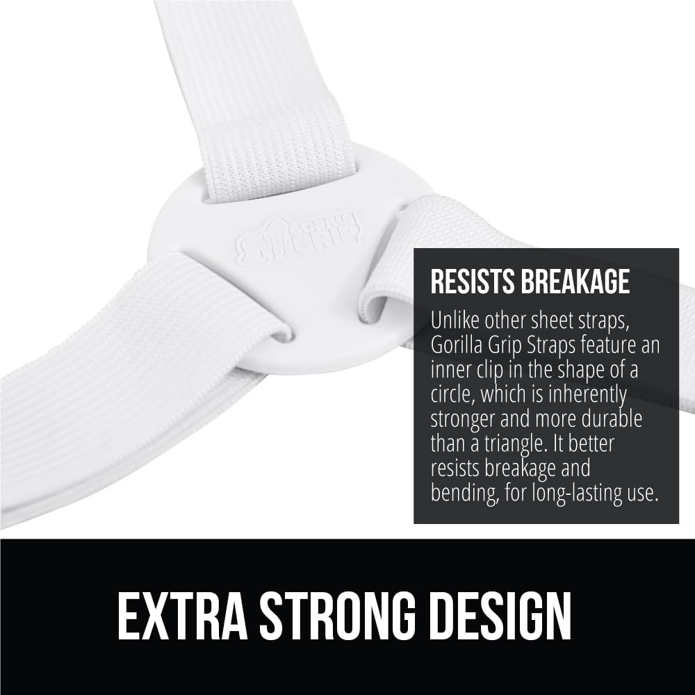 4 Pack GORILLA GRIP Patent Pending Bed Sheet Holders, Adjustable Elastic