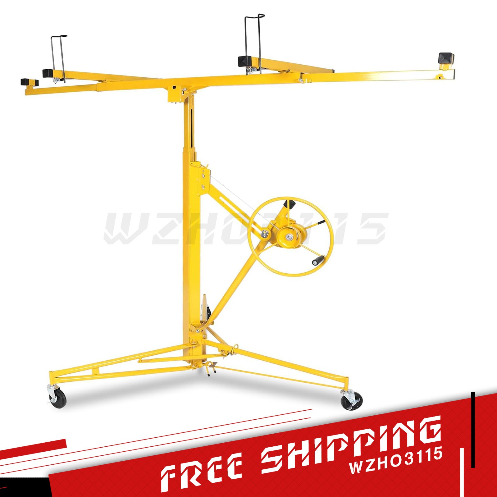 11FT 150lbs Drywall Lift Panel Hoist Plasterboard Sheetrock Jack Lift Rolling