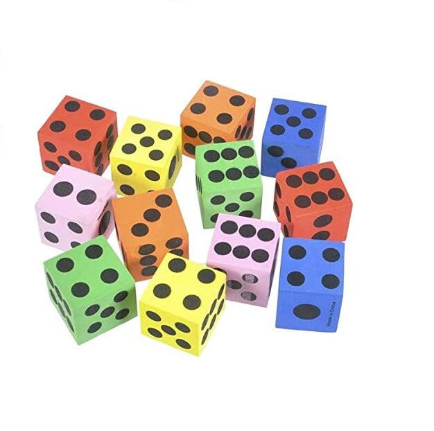 Foam Dice  1.5" (12 Pack) Games Math Teaching