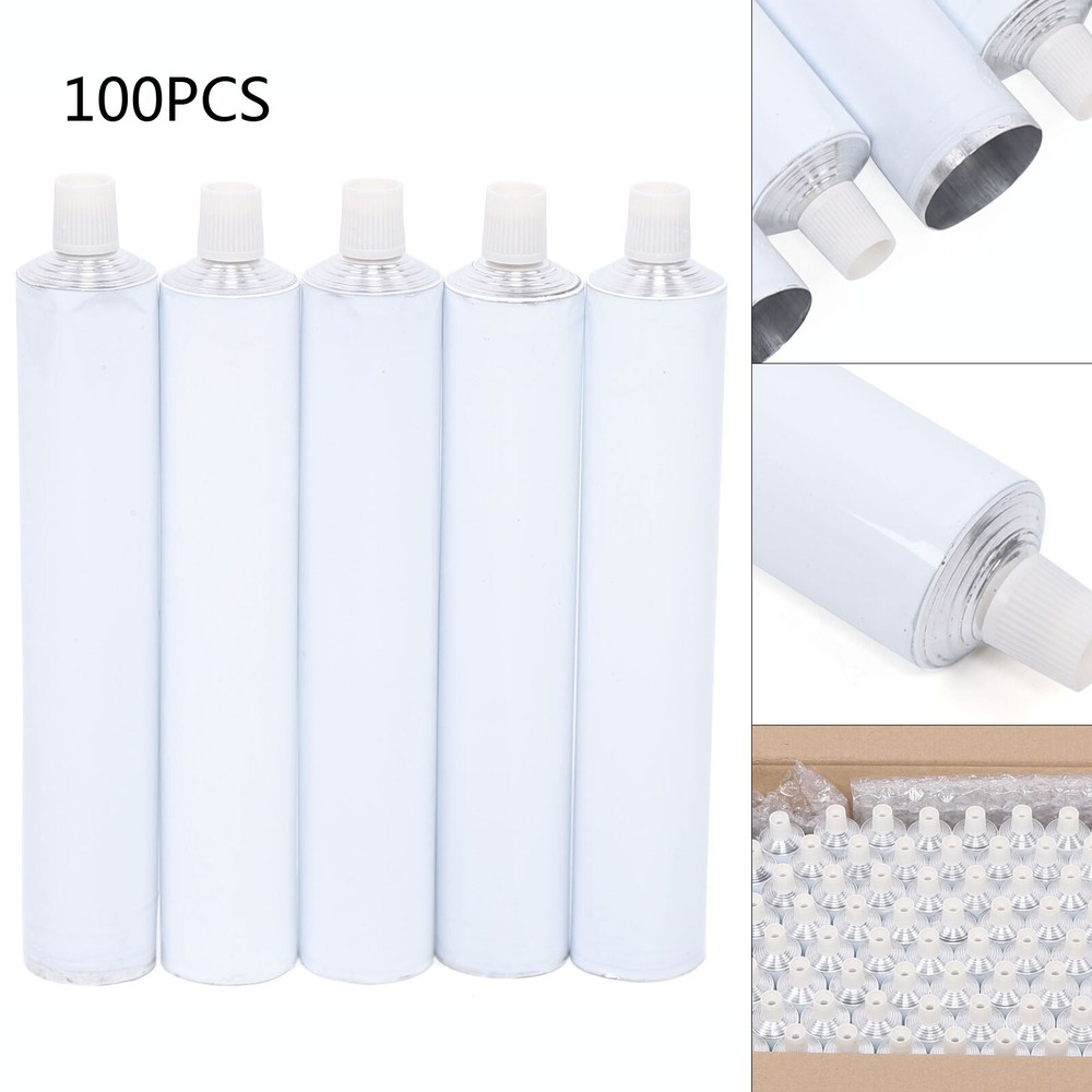 100Pcs Reusable Aluminum Empty Unsealed Toothpaste Tubes Needle Cap Full Box