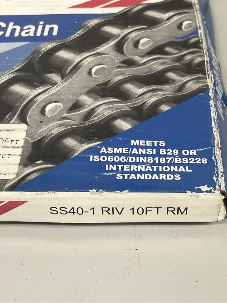 Reliamark SS40-1 RIV Roller Chain 10ft
