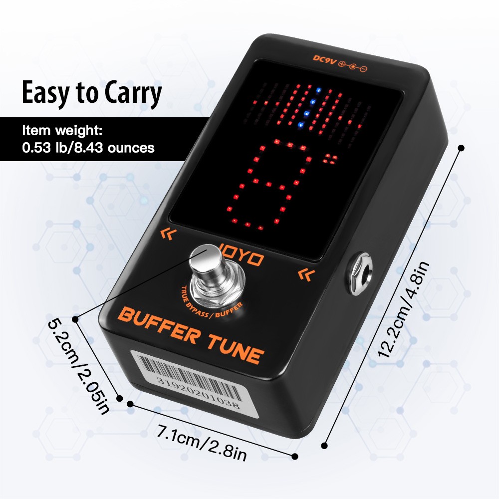 JOYO Buffer Tuner Pedal Built-in Buffer with Accurate Tuning and LED Screen