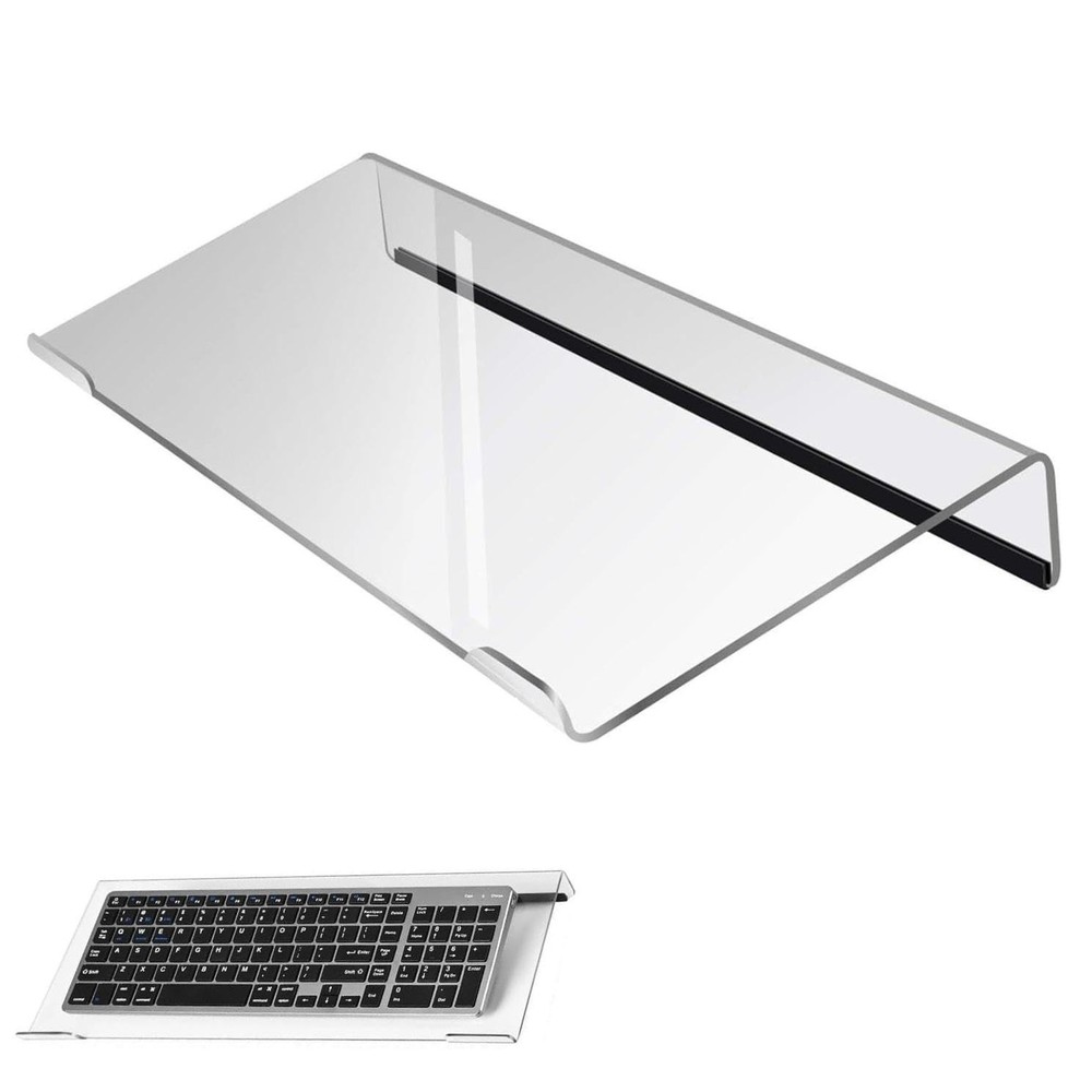 Transparent Acrylic Computer Keyboard Stand Tray Rubber Strip Ticker Riser