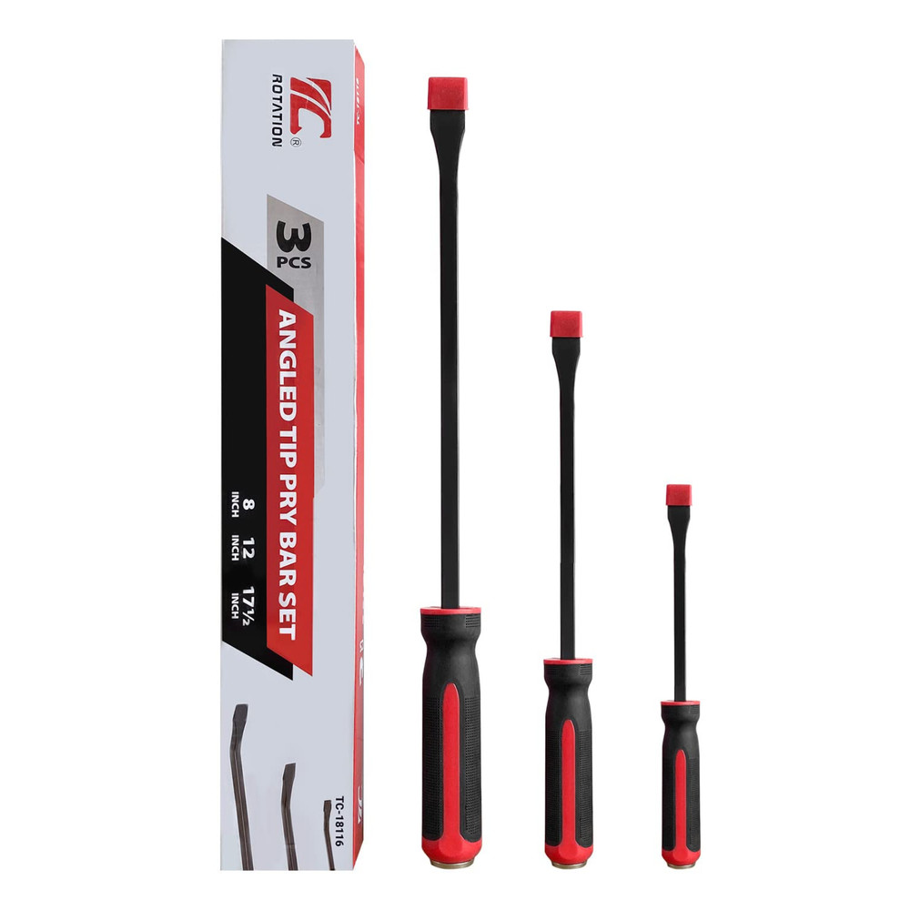 ROTATION 3-PC Steel Pry Bar Set - Strike Cap Handle & Rust Proof