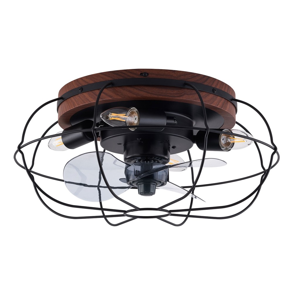 Low Profile Caged Ceiling Fans with Lights and Remote, Flush Mount Ceiling Fan