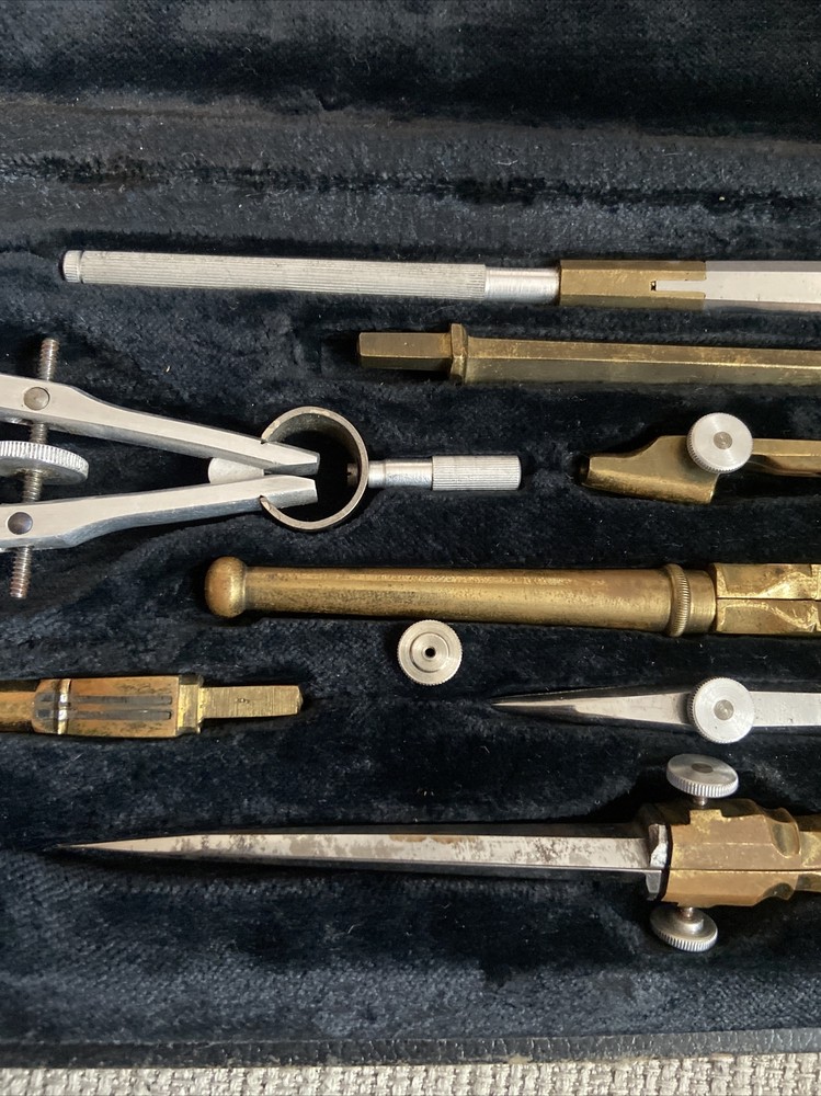 Antique MILANO Compass Cartographer Technical Engineer Architect Instrument Set