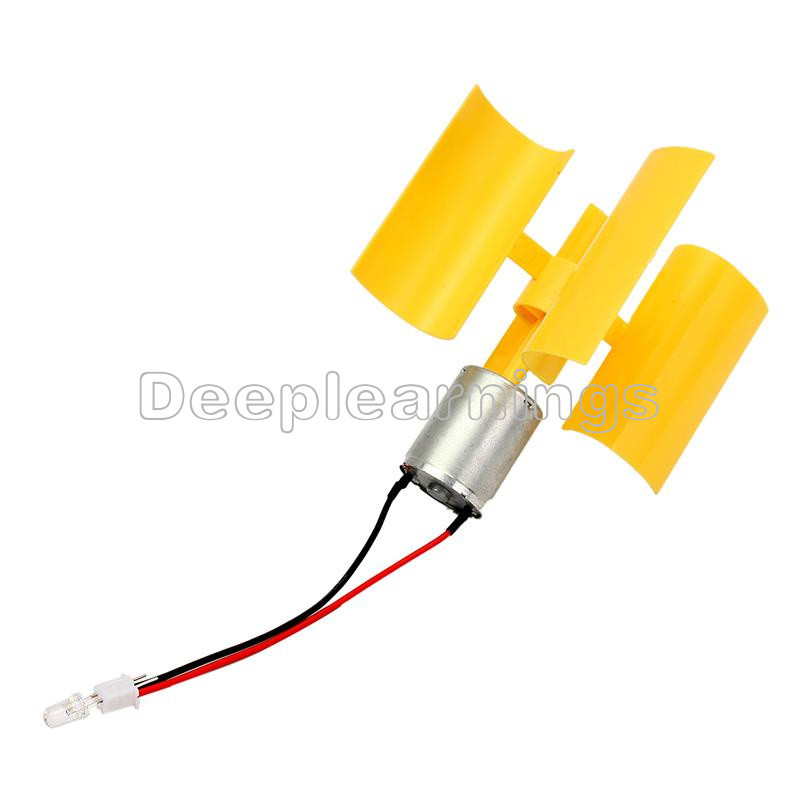 DC Micro Motor Small LED lights Vertical Axis Wind Turbine Generator Blades DP